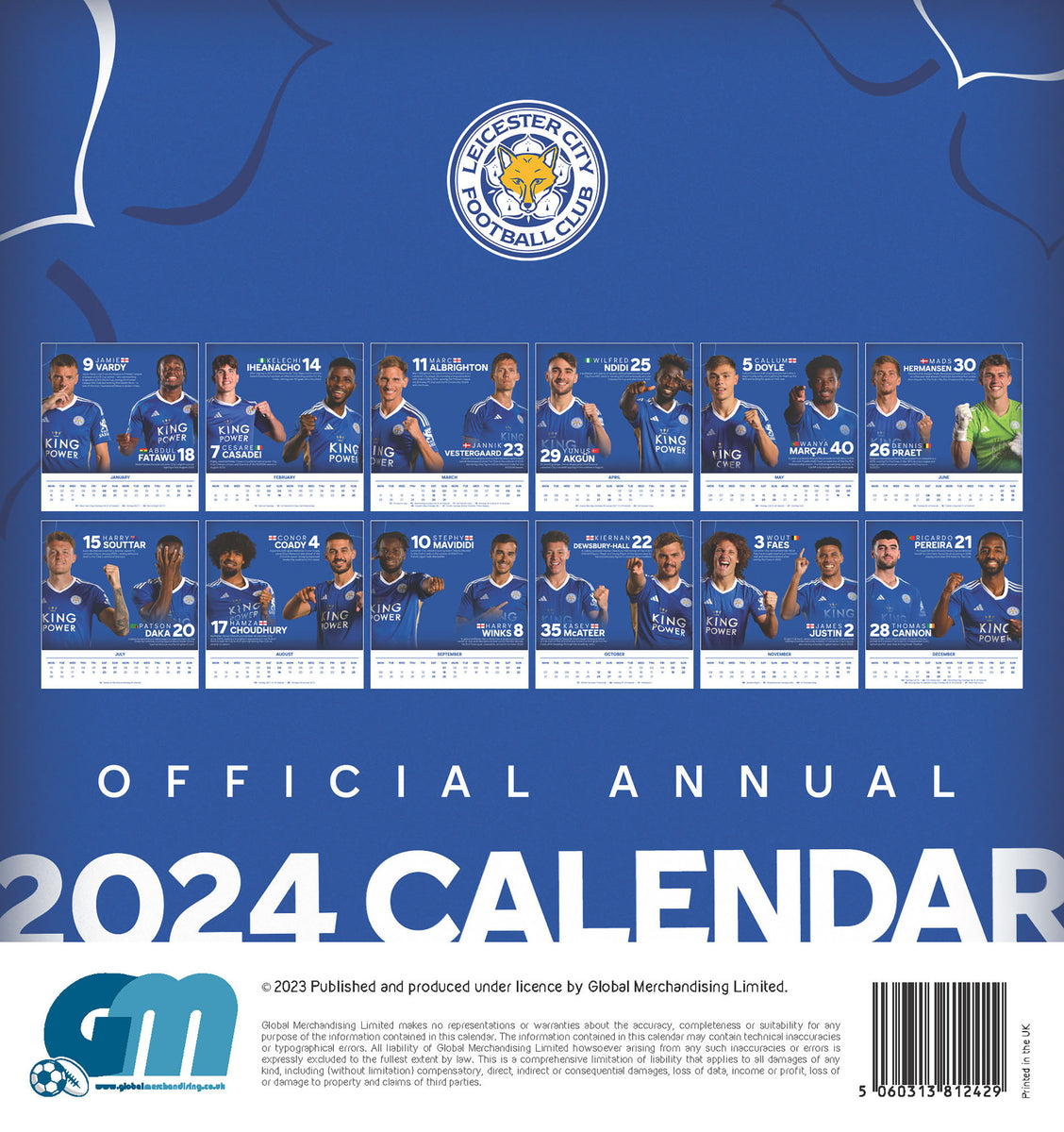 Leicester City FC Foxes Football Desk Calendar 2024 Global Merchandising