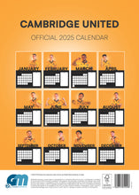 Load image into Gallery viewer, Cambridge United FC Official 2025 A3 Yellows U&#39;s Football Wall Calendar