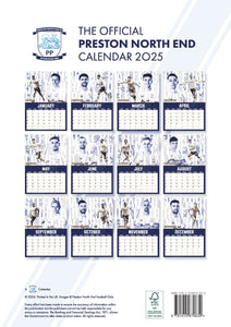 Preston North End FC Official 2025 A3 Lilywhites Football Wall Calendar